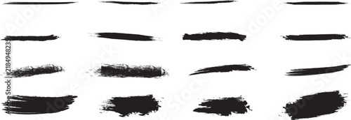  brush strokes and grunge texture swatches collection vector  Black set paint, ink brush, brush strokes, brushes, lines, frames, box, grungy
