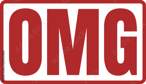 Bild auf Leinwand Bold red rectangular rubber stamp graphic showcasing the expressive text omg for