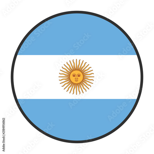 Argentina Round Country Flag. Circular Argentinian National Flag. Argentine Republic Circle Shape Button Banner. EPS Vector Illustration.