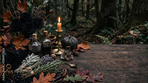 Witchy Botanical Halloween Background