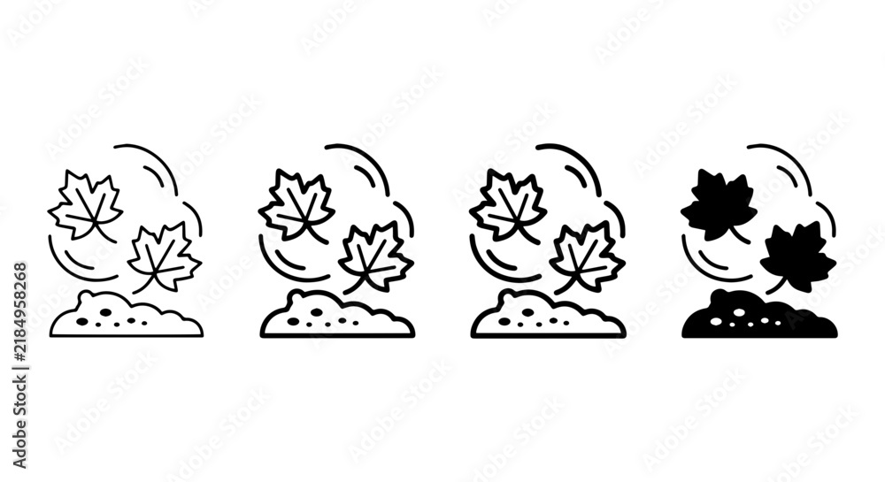 Fototapeta premium Autumn Leaves Falling Icon Set, Seasonal Fall Foliage Vector Graphics, Organic Nature Elements