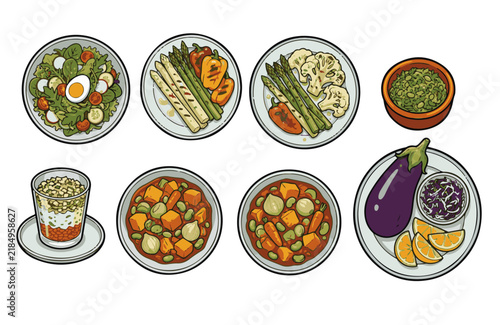 set of menu vegetables