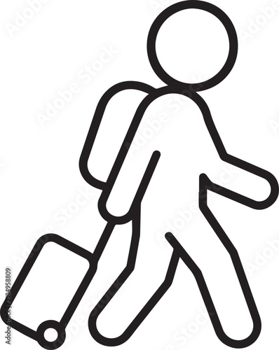 Traveler with luggage line icon.