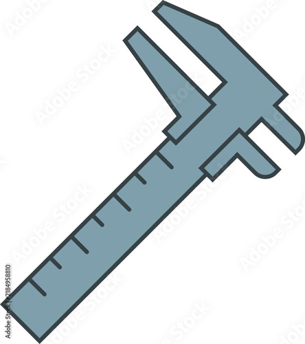 Vernier caliper icon in line and fill style.