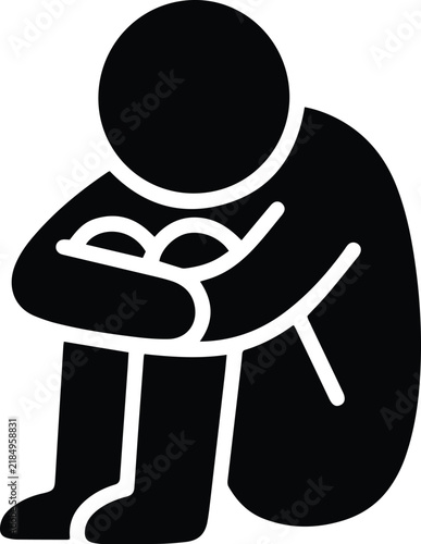 Depressed man glyph icon.