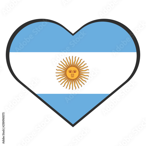 Argentina flag in heart vector illustration sign. Flag of argentina in the shape of Heart with contrasting contour, symbol of love for his country or valentine day, patriotism.