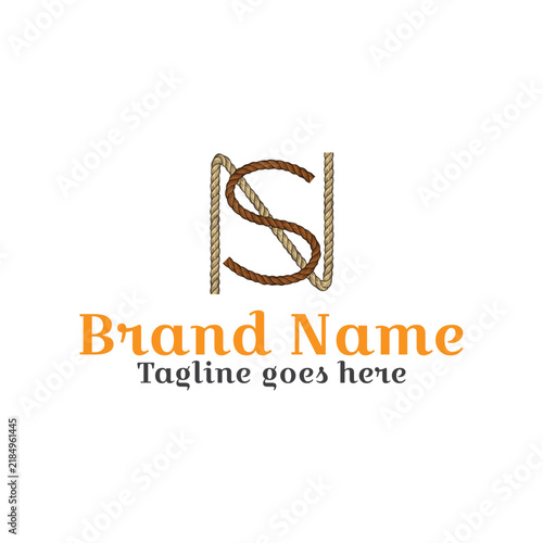 Rope made NS or SN letter logo. Very suitable for yarn, clothing, cotton and fashion brand. Fully vector file. CMYK color mode. Easy to download.