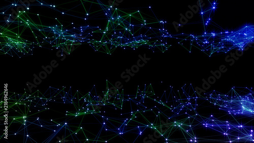 Plexus lines and dots network connection digital technology 3D illustration background.