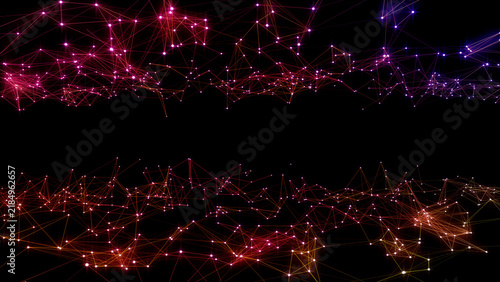 Plexus lines and dots network connection digital technology 3D illustration background.
