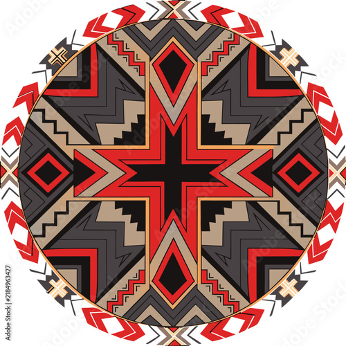 Abstract Geometric Southwestern Cross Mandala Vector Background