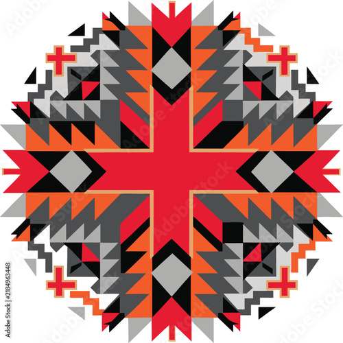 Ornamental Southwestern Ethnic Mandala Vector Artwork