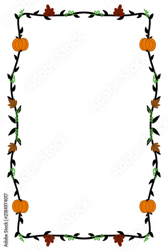 Autumn Pumpkin Decorative Border Frame Vector Illustration