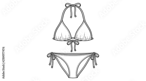Bikini Swimwear Technical Fashion Sketch