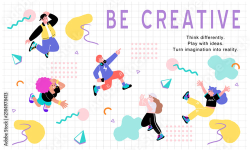 メンフィスデザインで彩る「BE CREATIVE」Webバナーデザイン