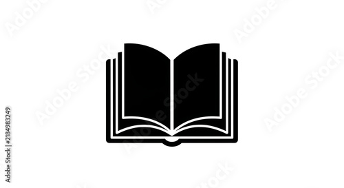 Open book icon, black silhouette of a reading manual or textbook isolated on white background