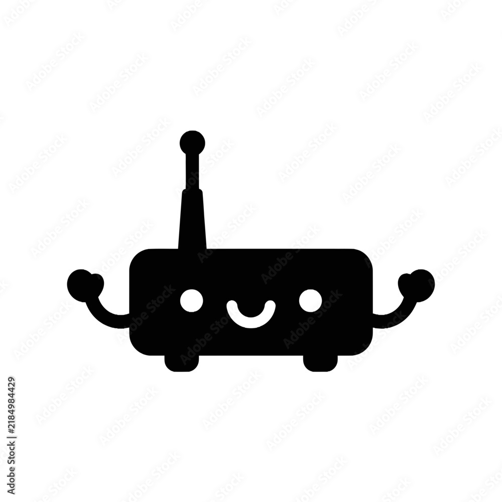 Obraz premium Cute Cartoon Wi-Fi Router Mascot Icon
