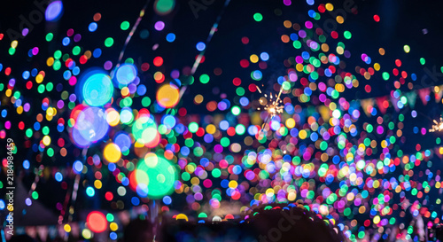 Multicolor Party Bokeh Background with Vibrant Neon Defocused Lights Celebration Abstract Wallpaper