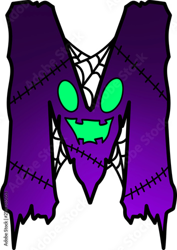 Cuadro en lienzo Spooky Purple Letter M Halloween Illustration