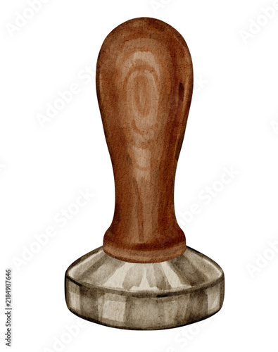 Fotografía Watercolor illustration coffee tamper
