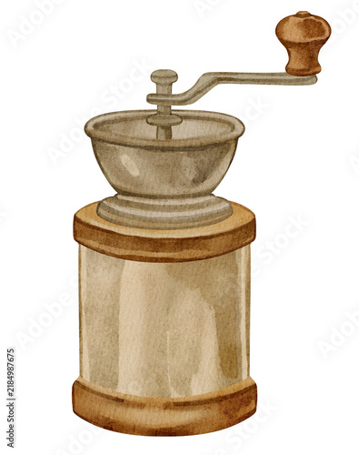 antique coffee grinder watercolor