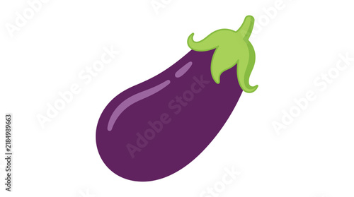 Fresh purple eggplant vegetable illustration featuring vibrant colors and smooth artistic lines on isolated white background