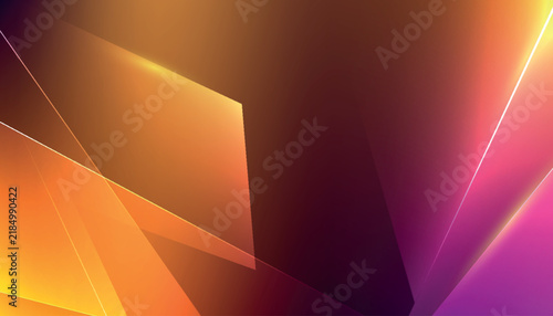 Abstract techno background with overlapping glowing geometric layers. Futuristic design with clear glass effects. Modern business vector illustration. VOL. 2