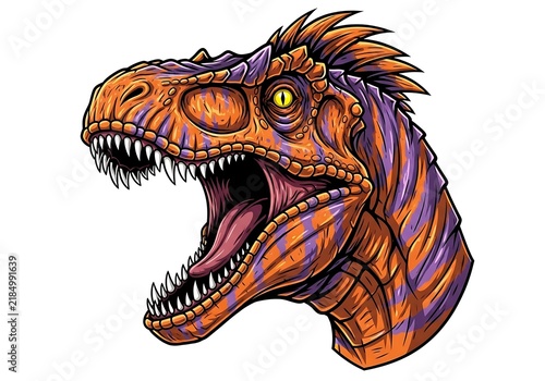 Roaring fierce dinosaur with sharp teeth