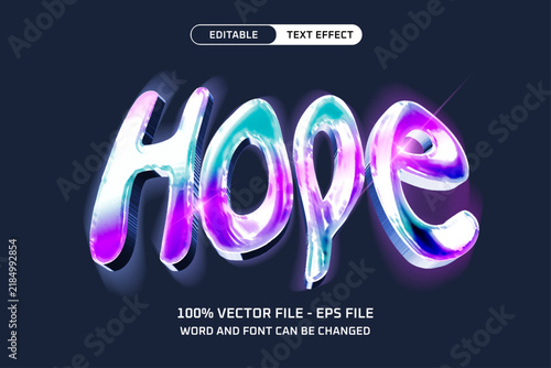 Hope Holographic Y2K Chrome Editable Text Effect