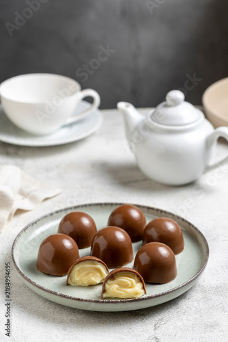 Milk Chocolate Truffles and Bonbons with Creamy White Filling