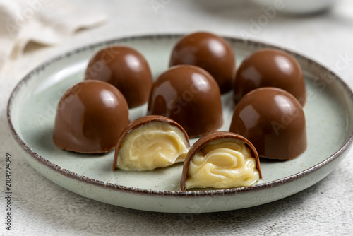 Milk Chocolate Truffles and Bonbons with Creamy White Filling