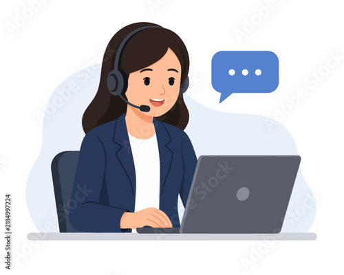 Customer service representative with headset