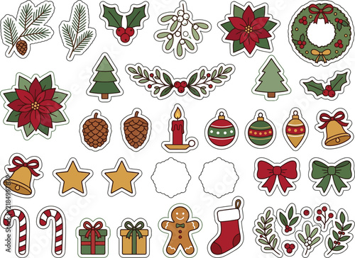 Colorful holidaythemed decorative clipart illustrations with transparent background