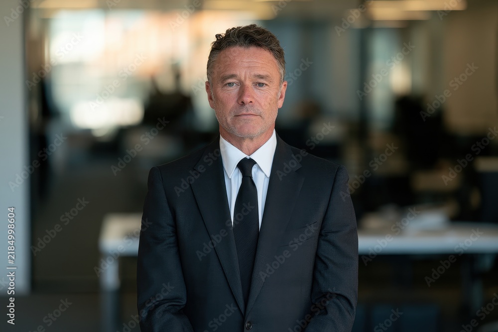 Fototapeta premium Confident mature businessman portrait in a modern office setting