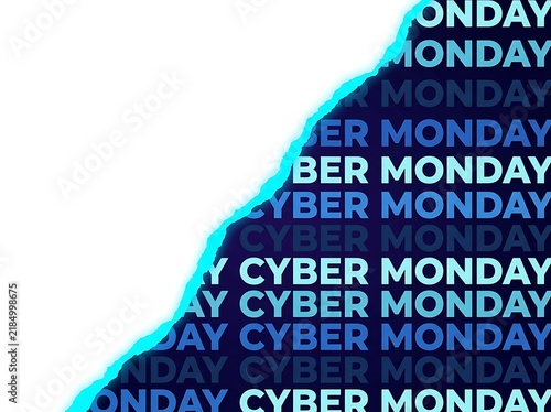 Cyber monday torn paper background banner