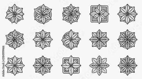 Elegant Geometric Flower Patterns with Symmetrical Petal Designs