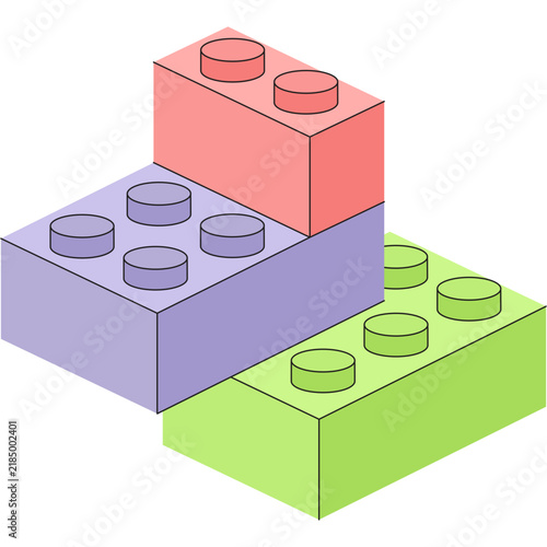 hand drawn Colorful lego building blocks stacked together