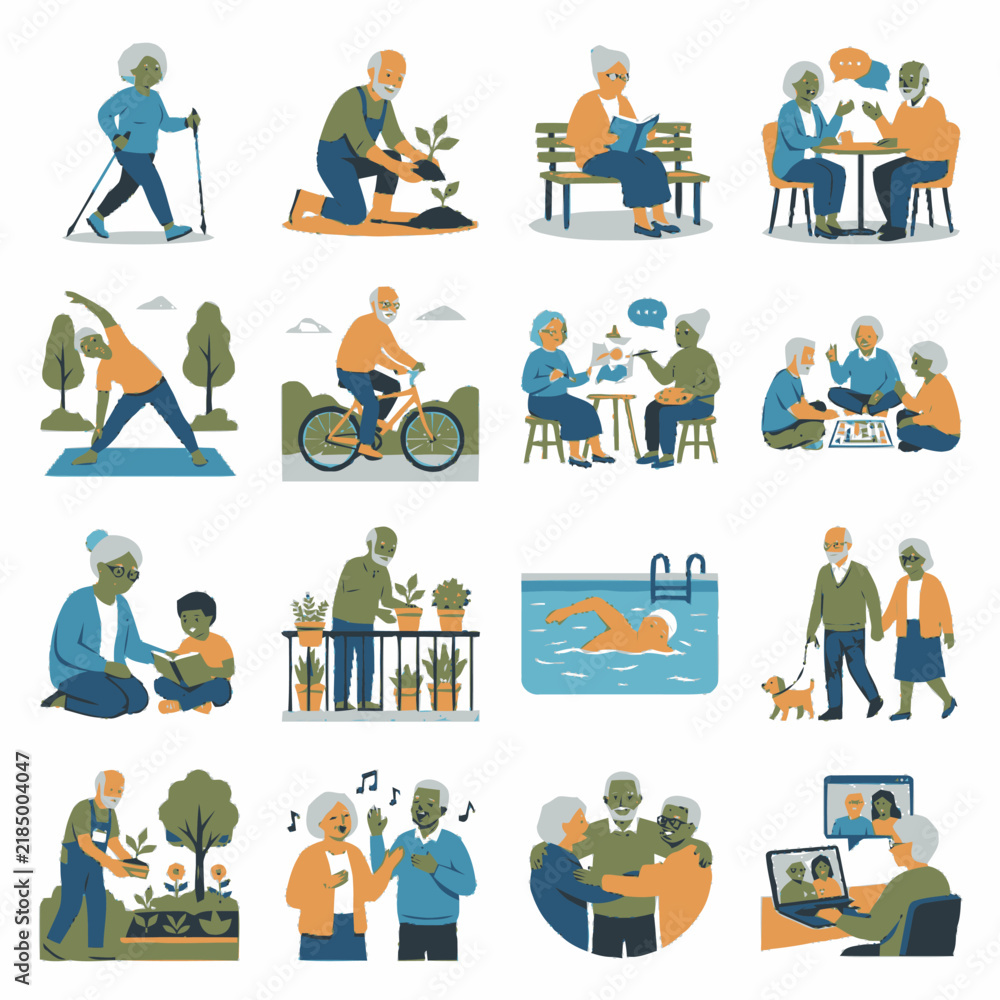 Fototapeta premium Outdoor Recreation Fitness and Active Lifestyle Illustration Collection