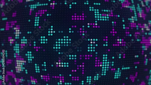 Abstract Neon Cyan and Magenta Dot Matrix Technology Background