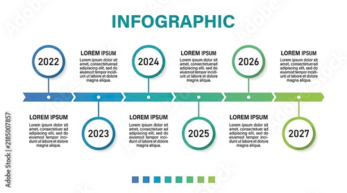Modern Infographic Timeline Chart with Milestones and Years.