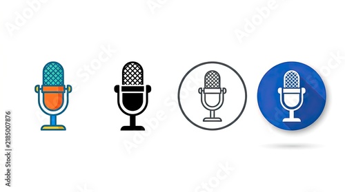 Colorful Microphone Icon Set for Audio and Sound Design.