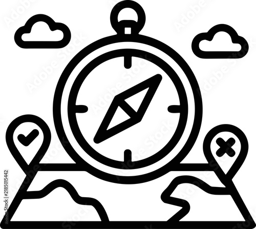 Canvastavla Compass and Map Icons Representing Navigation, Journey, and Location Tracking