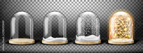 Glass dome with snow realistic vector