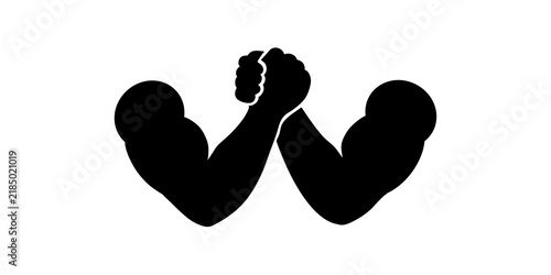 Foto Arm wrestling icon with black muscular arms for competition rivalry test