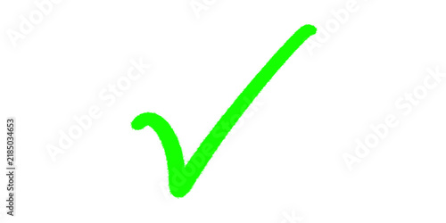 Fotografie Bright green check mark symbol on transparent background.