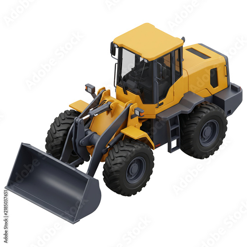 Yellow wheel loader heavy machinery construction vehicle