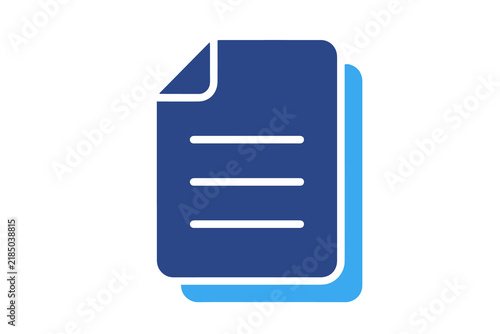 Fotografie Document vector icon with page fold and list lines graphic symbol, transparent b
