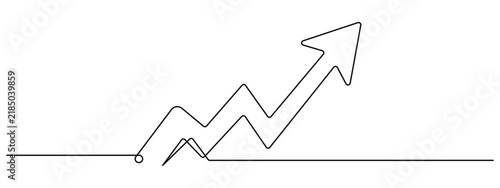 Single continuous line of an upward trending arrow