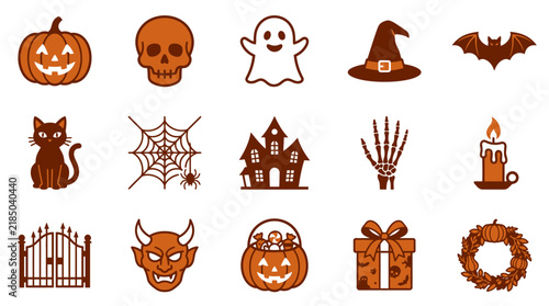 Halloween icons collection for spooky holiday celebration