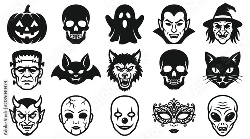 Collection of scary Halloween icons