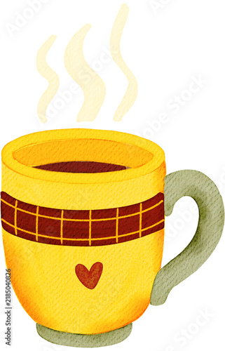 Cheerful Yellow Coffee Mug with Steam